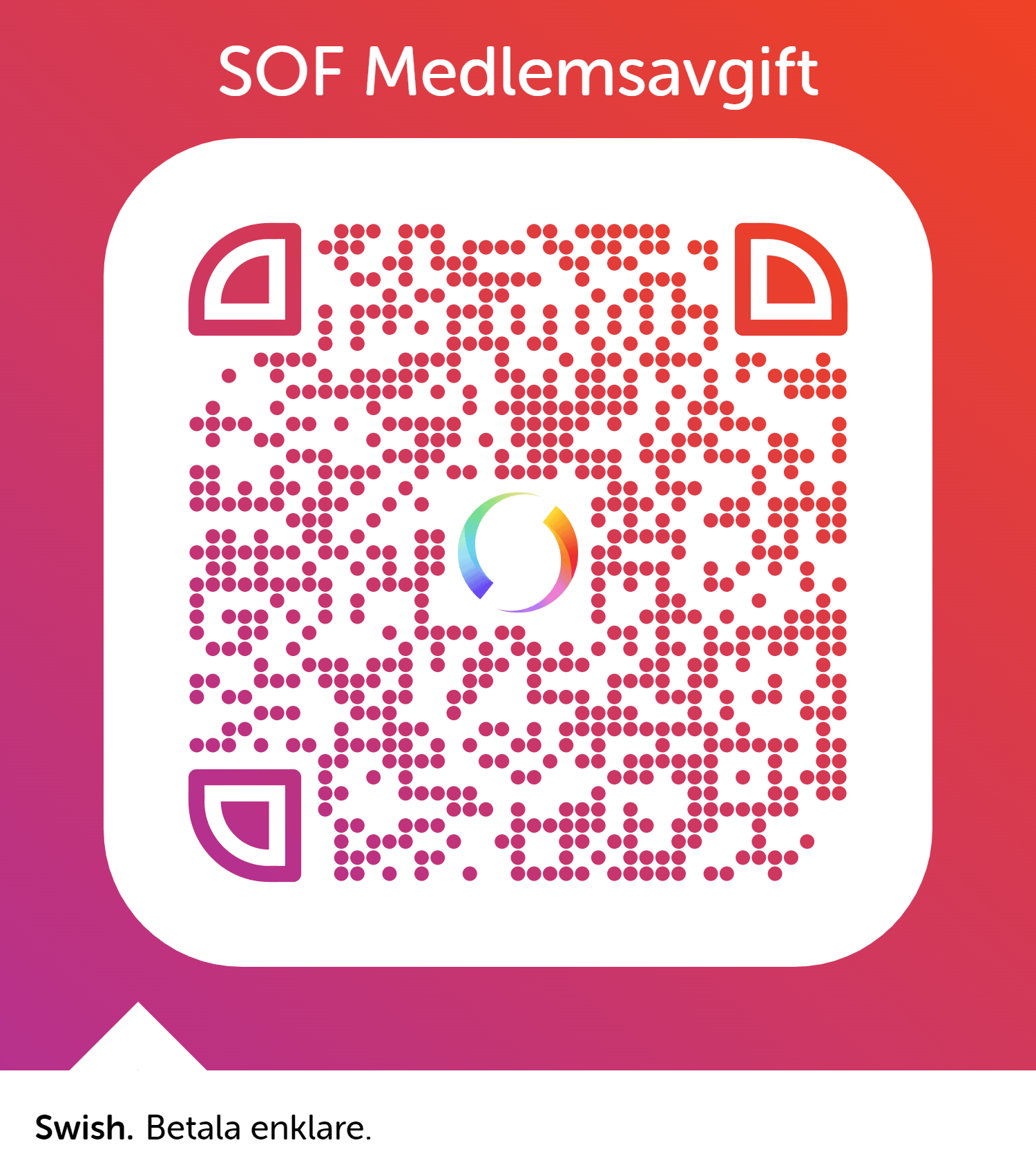 QR-kod för att swisha medlemsavgiften